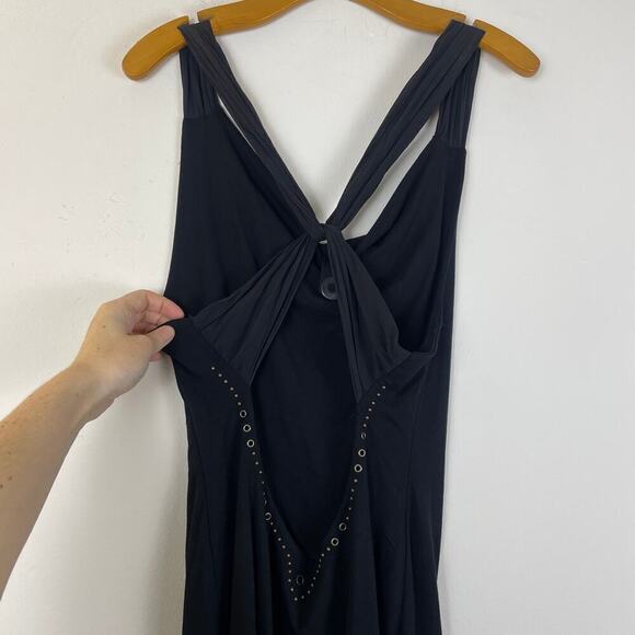 Pinko Women’s Black Midi Dress Bodycon Scoop Back Studded size 8 - Picture 3 of 8